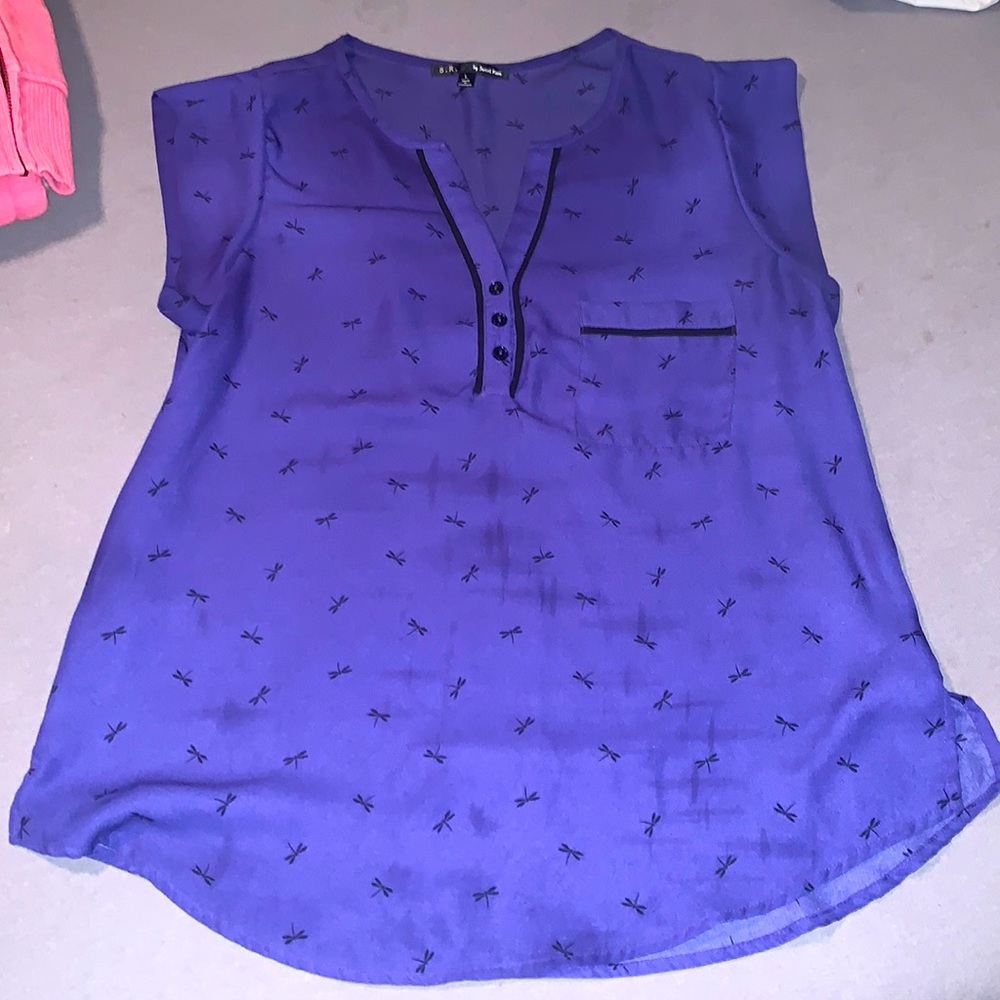 Polyester purple dragonfly shirt size L